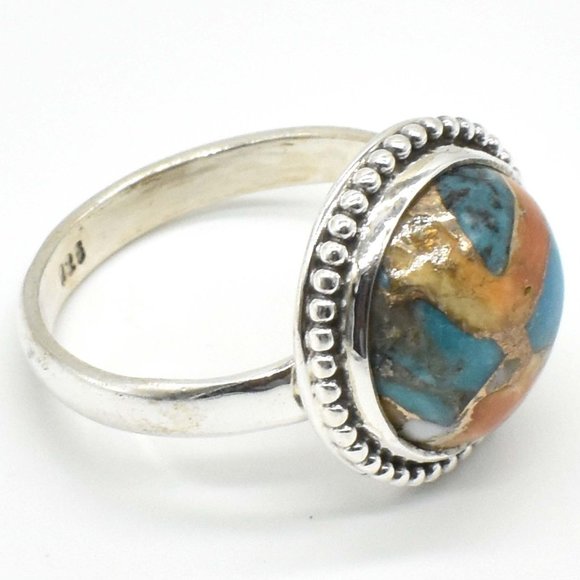 925 Sterling Silver Oyster Turquoise Ring, Size 7.25 - Picture 4 of 5